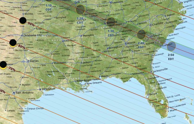 Total Solar Eclipse on August 21, 2017 map