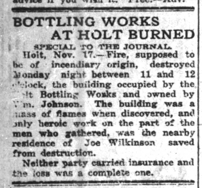 Holt bottling works burned, PNJ, 19 Nov 1915 - Newspapers.com
