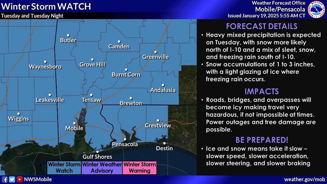 Winter storm watch, cold weather advisory in effect | Holt Enterprise News